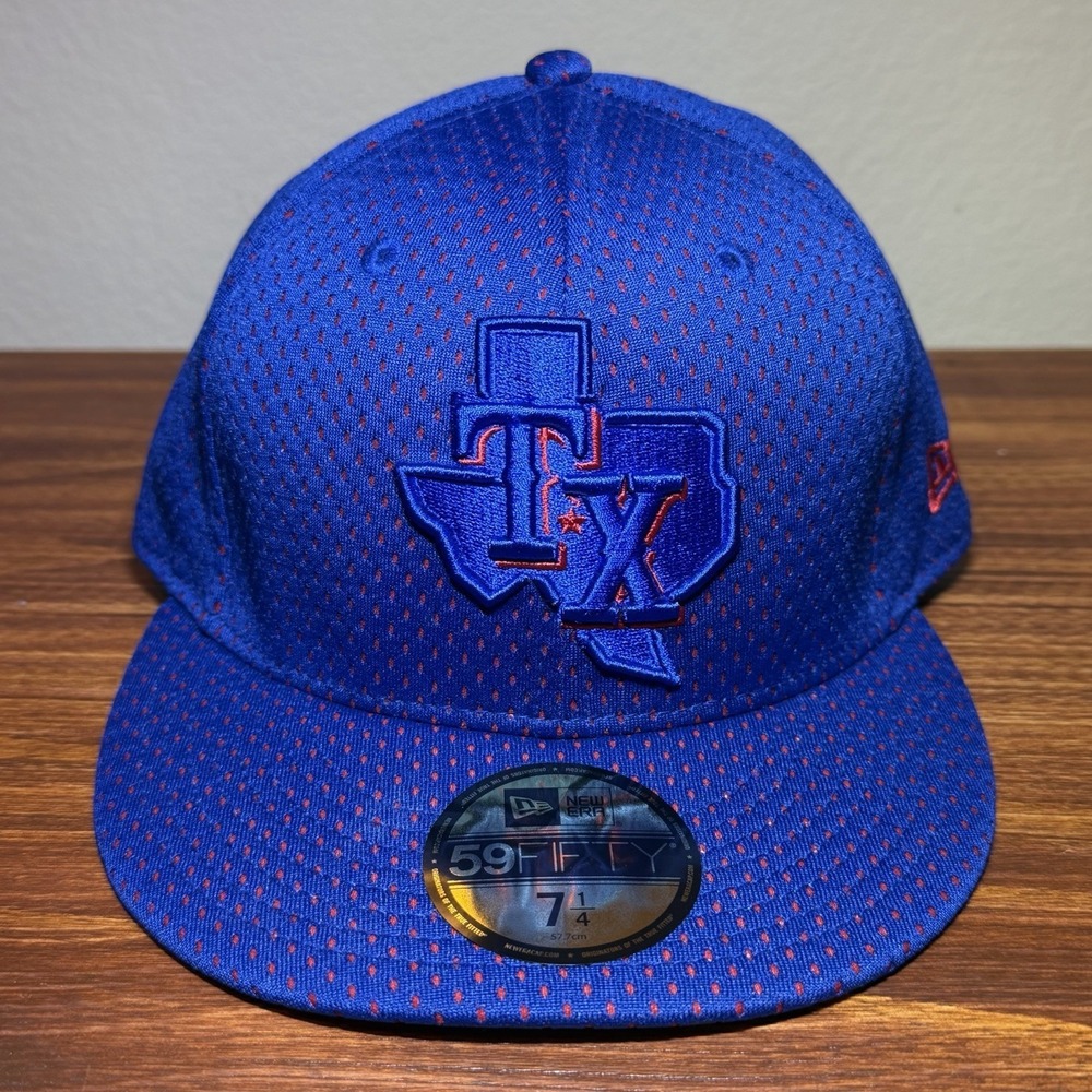 New Era Texas Rangers 59Fifty Mesh Fitted Hat Size 7 1/4 Red Blue Cap NEW